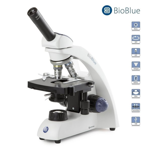 Euromex BioBlue Monocular Portable Compound Microscope w/ Mechanical X-Y Stage BB4220